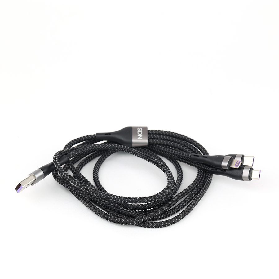 Cáp Sạc Nhanh 3 Đầu (USB to Type C/ Lightning/ Micro, 8A/160W Sạc Nhanh & Cáp Dữ Liệu) CIND CNY-A1