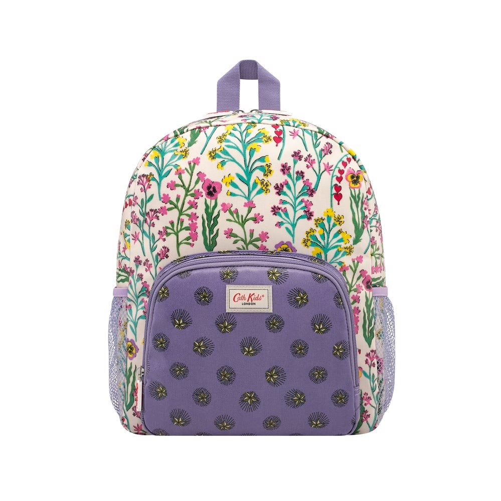 Cath Kidston - Ba lô cho bé /Kids Classic Large Backpack with Mesh Pocket - Paper Pansies - Cream