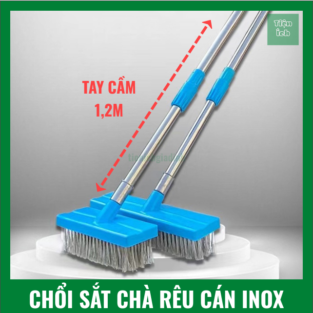 Chổi Sắt Chà Rêu Cán Inox Dài 120cm Màu Xanh Chổi Sắt Chà Rêu Vệ Sinh ...