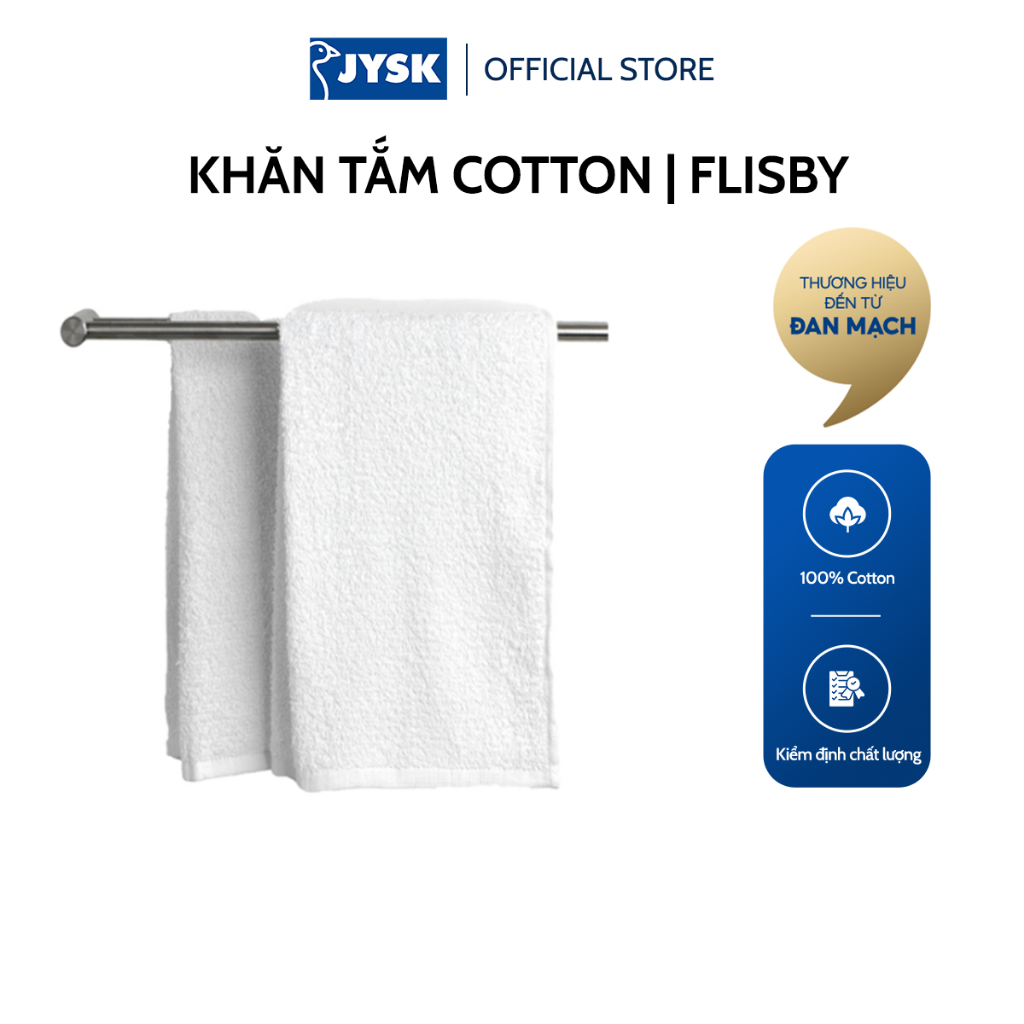 [Mã BMLTB35 giảm đến 35K đơn 99K] Khăn tắm cotton | JYSK Flisby | trắng | R65xD130cm