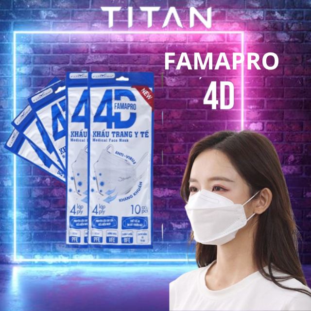 [Combo 5 Túi 4D tiêu chuẩn] Khẩu trang y tế Famapro KF94 4 lớp kháng khuẩn (10 cái/túi)