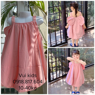 (Top váy bán chạy) Đầm Noe/ Tết/ Du lịch bé gái. Đầm quả bí nơ siêu to cho bé 10-40kg loại 1 chất cotton thấm hút mồ hôi