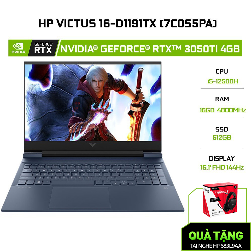 [Mã ELHP2TR5 giảm 12% đơn 18TR] Laptop HP Victus 16-d1191TX 7C0S5PA i5-12500H | 16GB | 512GB | GeForce RTX™ 3050Ti 4GB