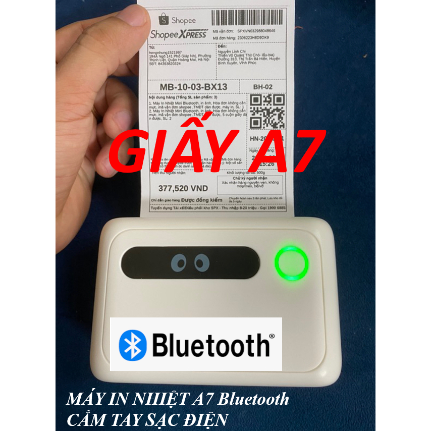 Máy in nhiệt A7 cầm tay in mã vận đơn shopee, sàn tmđt, đơn vị GIAO ...