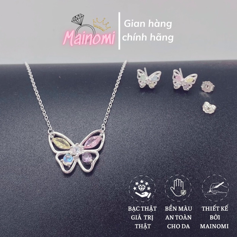 Set bộ trang sức bạc s925, hồ điệp ngũ sắc siêu xinh nhà MAINOMI