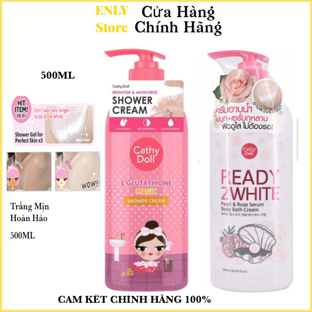 Sữa tắm cathy doll ready 2 white pearl & rose serum body bath cream