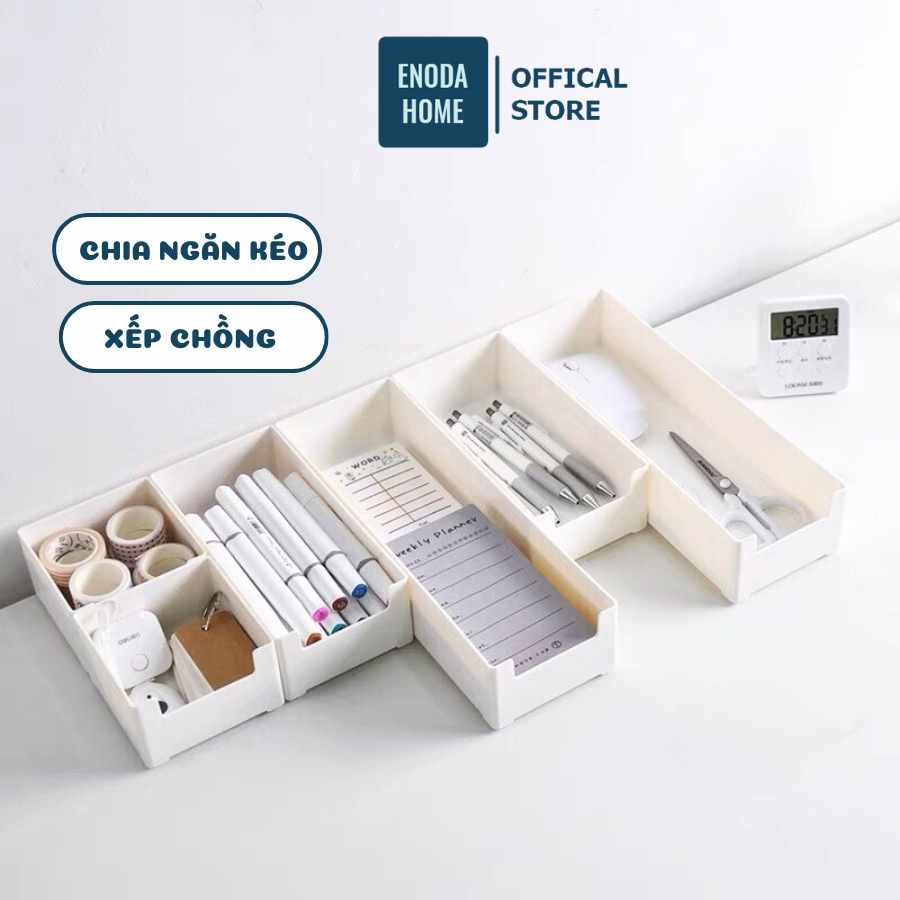 Khay Chia Ngăn Kéo Enoda HOme ,Có Thể Xếp Chồng Tiện Lợi, 4 Size, Nhựa PP Dày P032