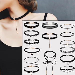 Vòng Cổ Choker Set 3 Dây nhung đen phong cách Hàn Quốc Qiqishop