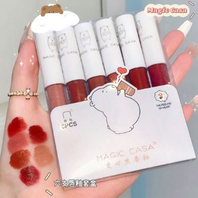 MAGIC CASA - Set 6 Son Kem Lì GẤU TRẮNG Siêu Xinh Chất Mềm Và Mịn Môi ...