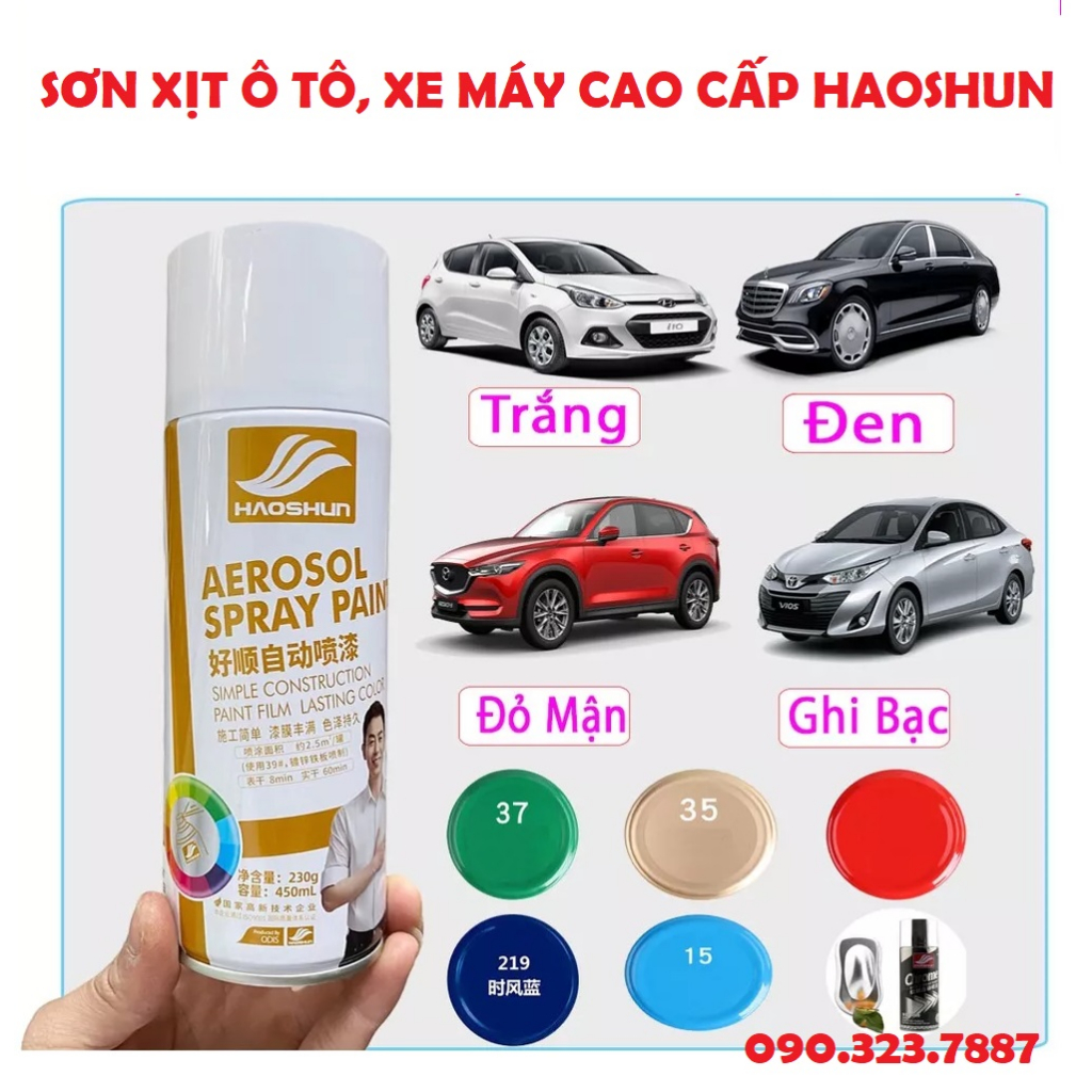 Sơn xịt Ô Tô, Xe Máy Chuyên Dụng Chuẩn Màu Siêu Bóng, Mịn, Bám Dính