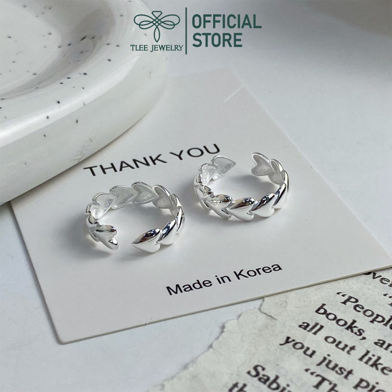 Nhẫn bạc nữ Tlee ngón út tim nối cá tính TLEE JEWELRY