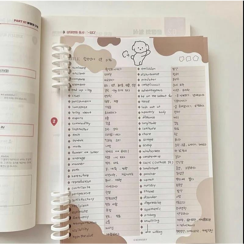 Tập giấy ghi chú note B5 học từ vựng colorfulshop, take note hình cún ...