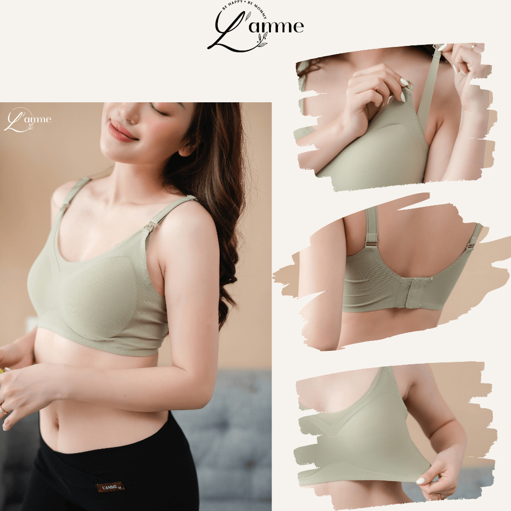 Áo ngực cho con bú A4 chất sợi tằm cao cấp co giãn 4 chiều, siêu thấm hút sản phẩm của LAMME spe