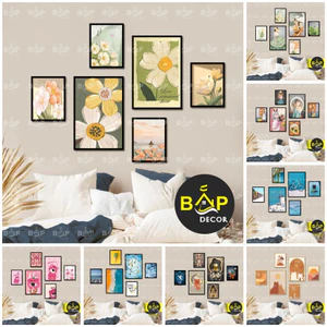 Tranh treo tường, tranh dán tường, hoa và cô gái thời trang màu xanh bơ decor trang trí nhà, bắp decor