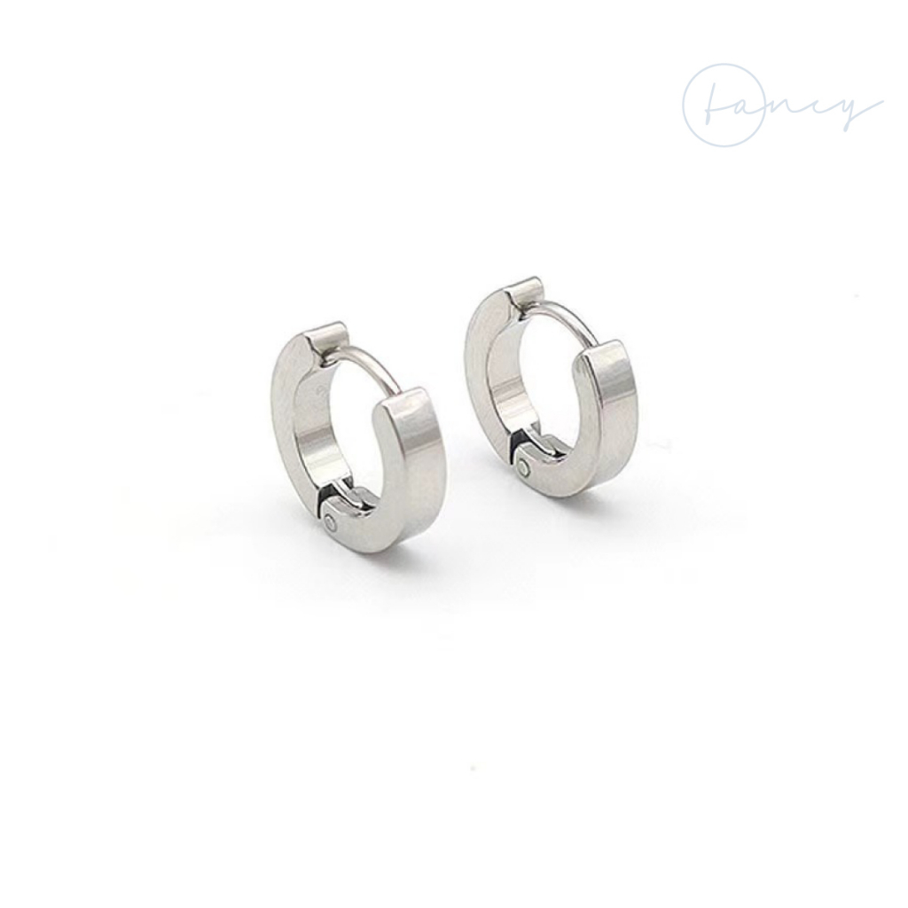 Bong Tai Nam Nữ Titan Không Gỉ Hoa Tai Tròn Trơn Trắng Đen Khuyên Tai Tròn Đơn Giản  Bấm Lỗ | Fancy .