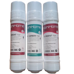 Bộ 3 lõi lọc nước 123 Korihome ( 2 Sediment - 1 Pre Carbon) - Hàng chính hãng