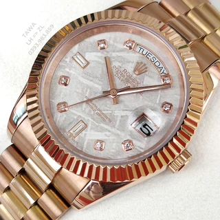 Đồng Hồ Nam ROLEX Day Date Dây Thép Mặt Kính Sapphire Chống Nước 10ATM