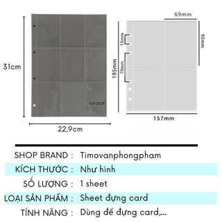 Sheet A5 A4 6 Còng Túi Đựng Card Ảnh Idol Thần Tượng Timo VPBL05
