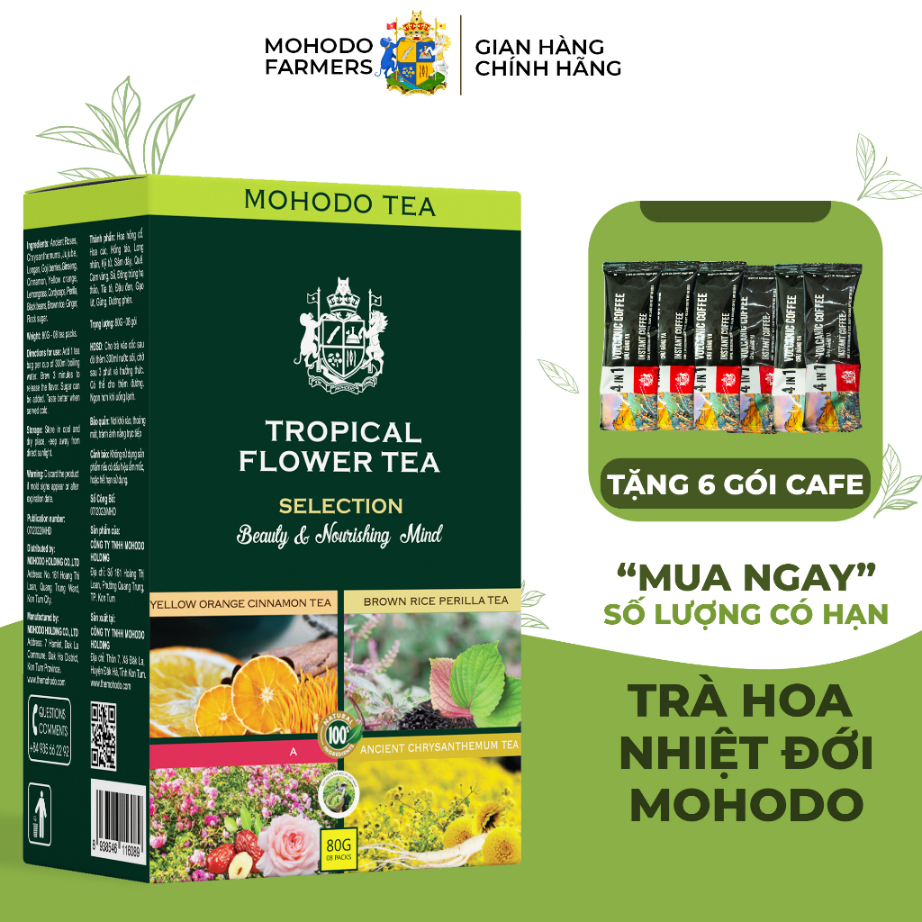 Trà Hoa Nhiệt Đới Mohodo Trophical Flower Tea Mix 4 Vị Trà Hoa Đặc Biệt Giúp Dưỡng Nhan Giải Nhiệt Ngủ Ngon 80G