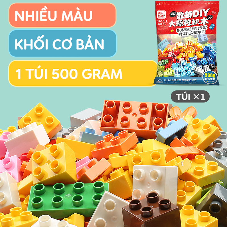 Ảnh Đồ chơi xếp hình cho bé loại to, bộ lắp ghép các khối cỡ lớn bằng nhựa ABS túi 500 gram 2