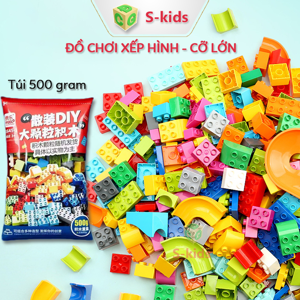 Ảnh Đồ chơi xếp hình cho bé loại to, bộ lắp ghép các khối cỡ lớn bằng nhựa ABS túi 500 gram 1