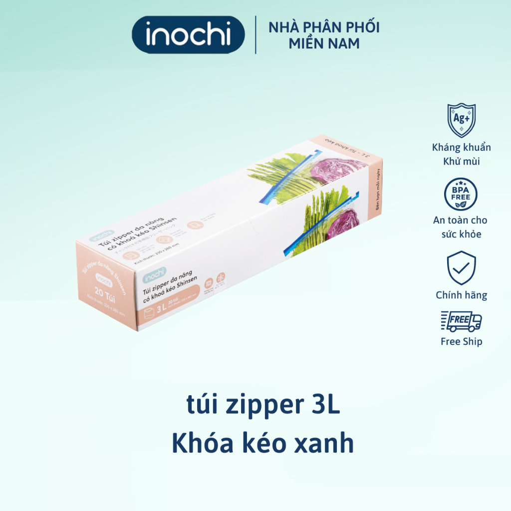 Túi zip đa năng 3L inochi, nhựa chịu nhiệt an toàn k mùi hôi, túi zip ...