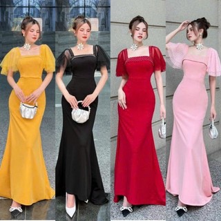 Đầm dạ hội đuôi cá tay lưới kết ngọc cao cấp-TKO THỜI TRANG