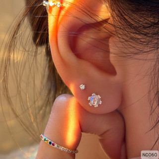 khuyên tai bạc nữ đá mon tròn lấp lánh xinh xắn bạc LOPA