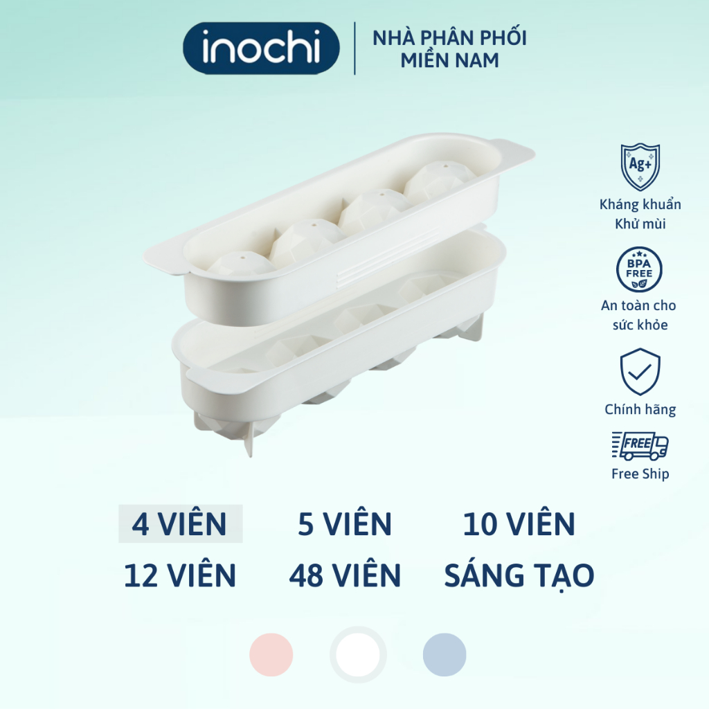 Ảnh Khay đá tròn Kari 4 viên Inochi, chất liệu nhựa PP an toàn 1