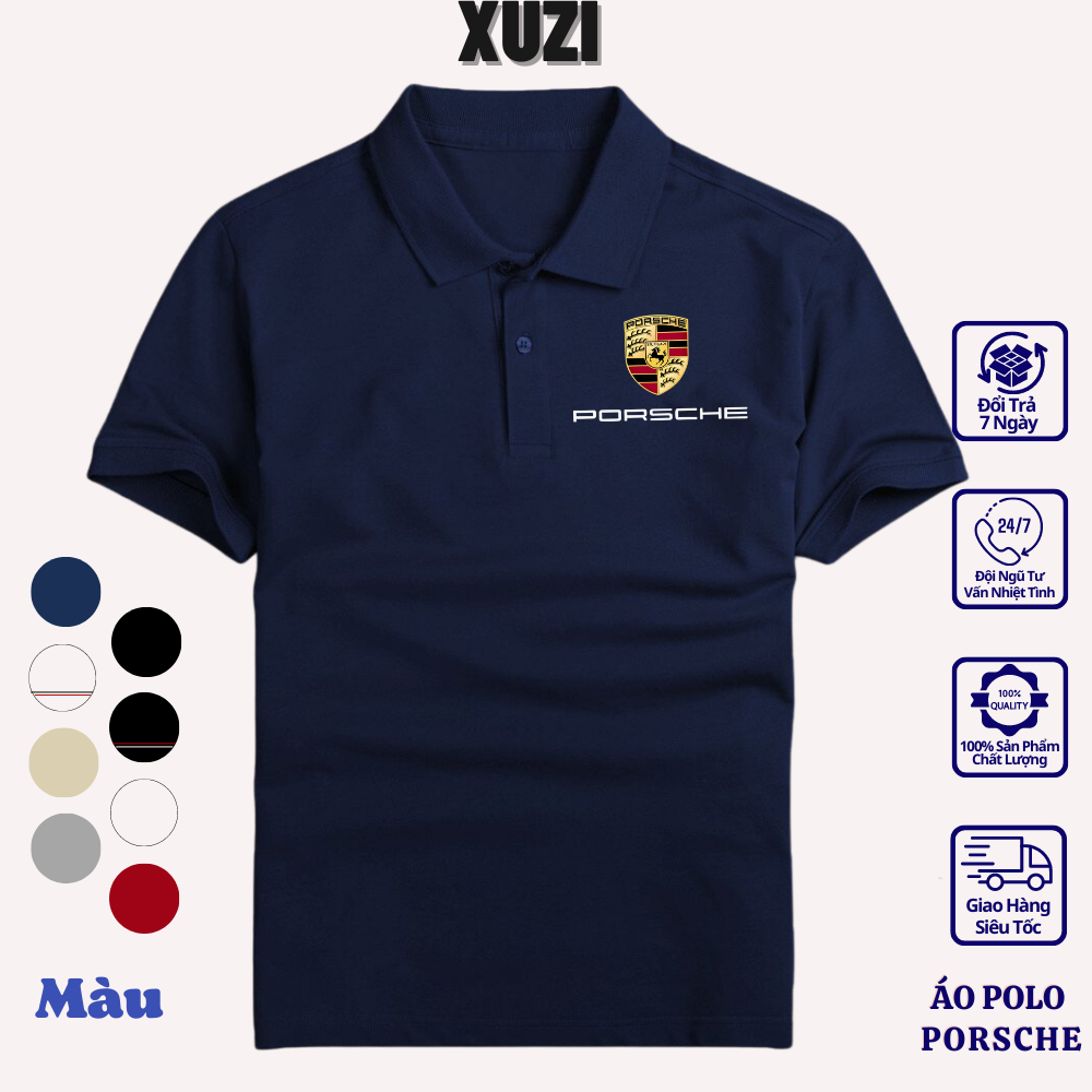 Áo thun polo hãng xe porsche áo phông có cổ nam nữ ngắn tay XUZI  thời trang thanh lịch công sở.