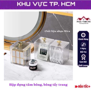 Hộp nhựa Mica đựng tăm bông, bông tẩy trang trong suốt - đa năng, tiện dụng