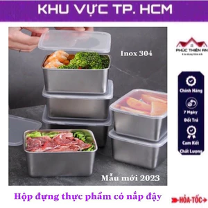 Hộp đựng thực phẩm hình chữ nhật, chất liệu inox304, có nắp đậy - đa năng, tiện dụng, siêu bền