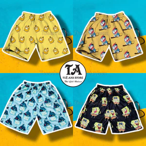Quần Short Lửng Nam Nữ Hoạt hình - Quần đùi thun cartoon mặc nhà thể thao unisex đồ mặc nhóm đi biển TUEANHSHOP