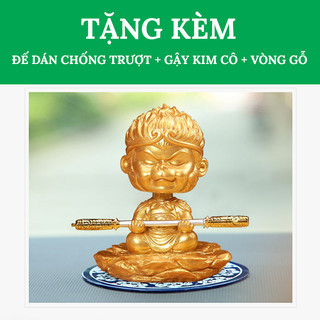 Tượng Tôn Ngộ Không Lắc Đầu (Tặng Kèm Đế Dán + Gậy Thép Kim Cô + Vòng Gỗ)