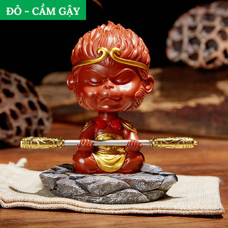 Tượng Tôn Ngộ Không Lắc Đầu (Tặng Kèm Đế Dán + Gậy Thép Kim Cô + Vòng Gỗ)