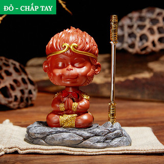 Tượng Tôn Ngộ Không Lắc Đầu (Tặng Kèm Đế Dán + Gậy Thép Kim Cô + Vòng Gỗ)