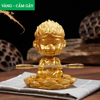 Tượng Tôn Ngộ Không Lắc Đầu (Tặng Kèm Đế Dán + Gậy Thép Kim Cô + Vòng Gỗ)