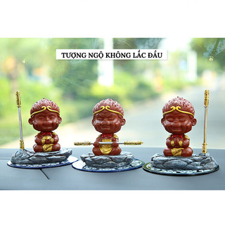 Tượng Tôn Ngộ Không Lắc Đầu (Tặng Kèm Đế Dán + Gậy Thép Kim Cô + Vòng Gỗ)