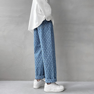 Quần jean BAGGY ống rộng họa tiết thêu nam nữ bò ống suông