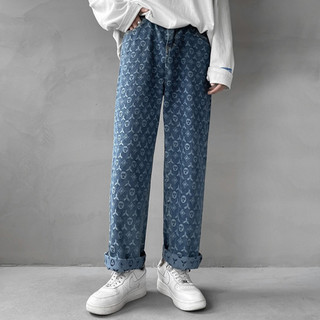 Quần jean BAGGY ống rộng họa tiết thêu nam nữ bò ống suông