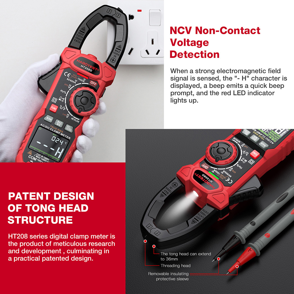(Bảo hàng 1 năm)HABOTEST HT208 Digital Multimeter 1000V/1000A AC/DC NCV True RMS for voltage and current measurement