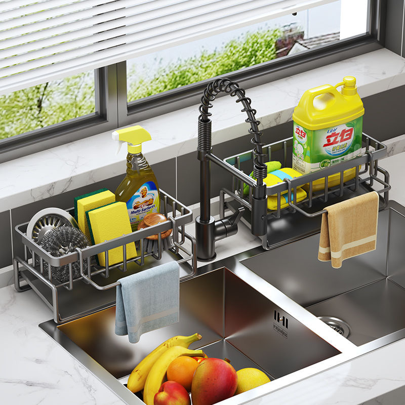 Giá kệ inox 304 để đồ rửa chén bát kèm khay hứng nước tiện lợi