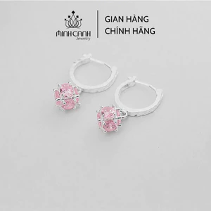 Bông Tai Bạc Trẻ Em Treo Đá Màu - Minh Canh Jewelry