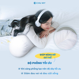 Ruột gối ôm CHU MY, bông Microfiber, vỏ 100% cotton T400, khách sạn 5 sao, D35x100cm