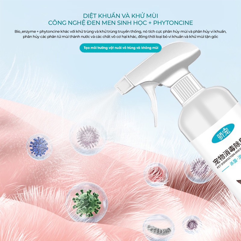 Xịt khử mùi, khử khuẩn Nội Địa Trung an toàn cho Chó Mèo chai nhỏ 100ml