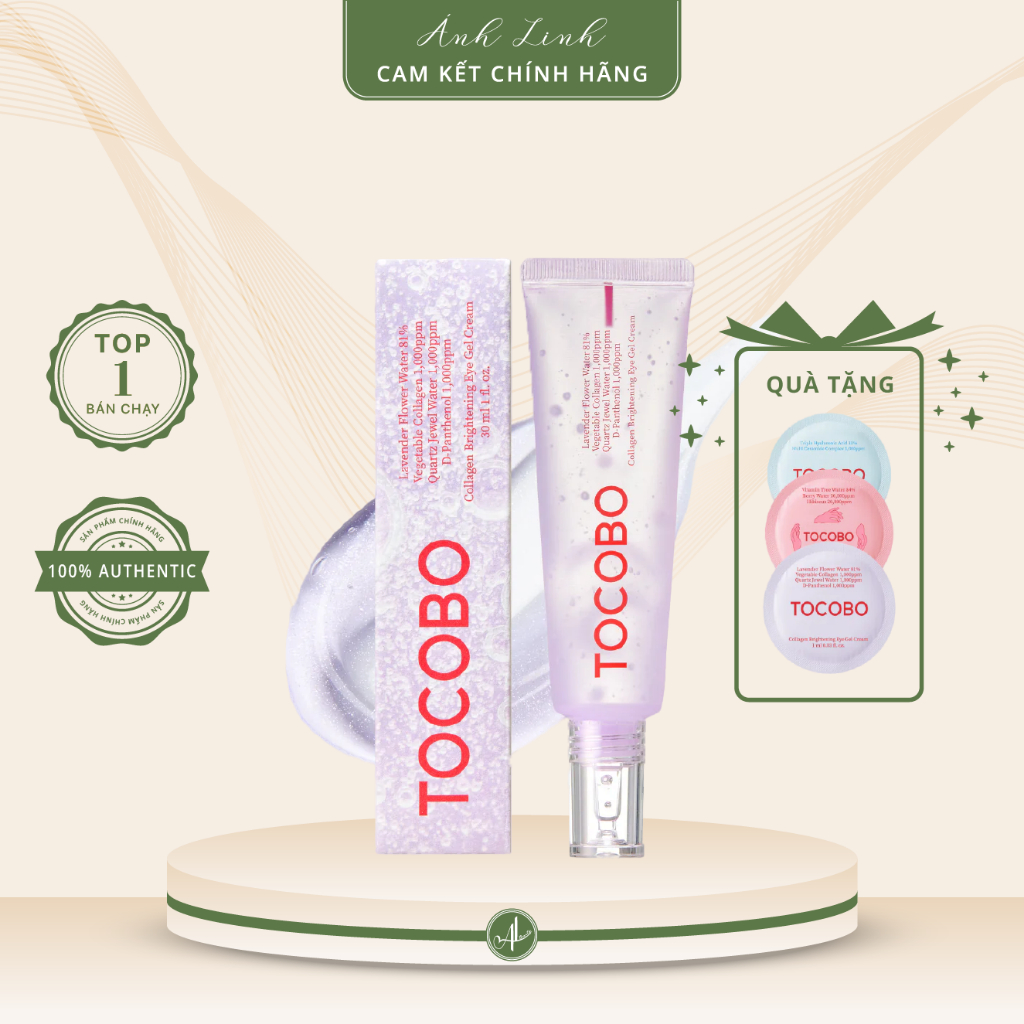 Gel dưỡng mắt thuần chay TOCOBO Collagen Brightening Eye Gel Cream