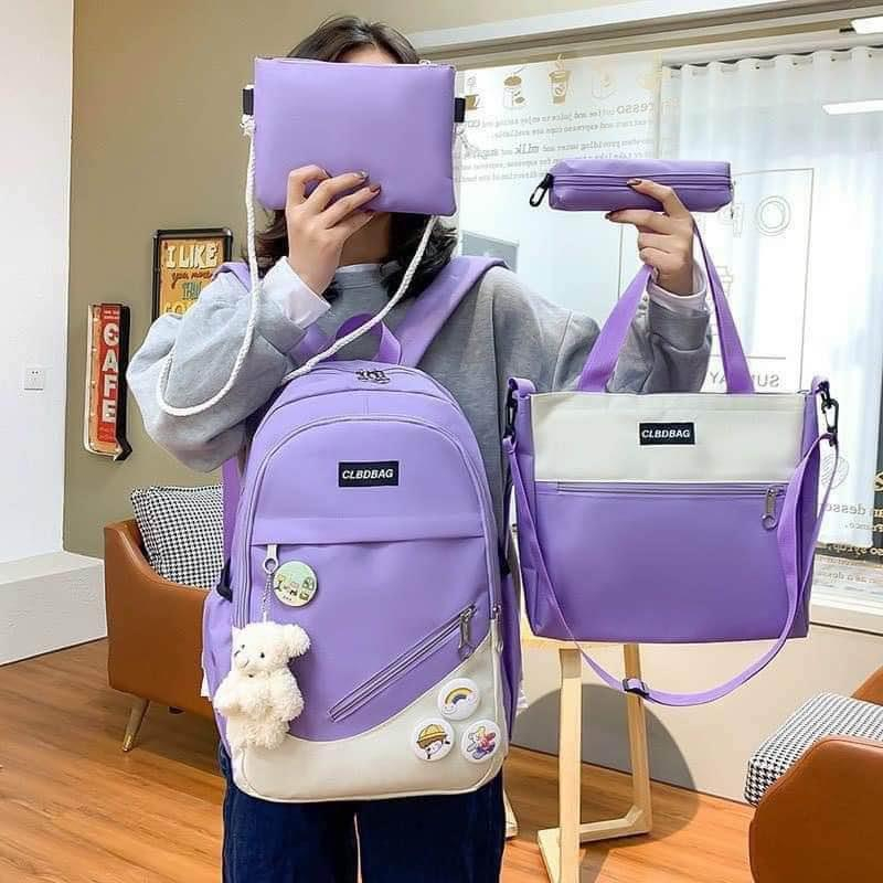 Balo set 4 món đi học thời trang - CLBD khóa chéo