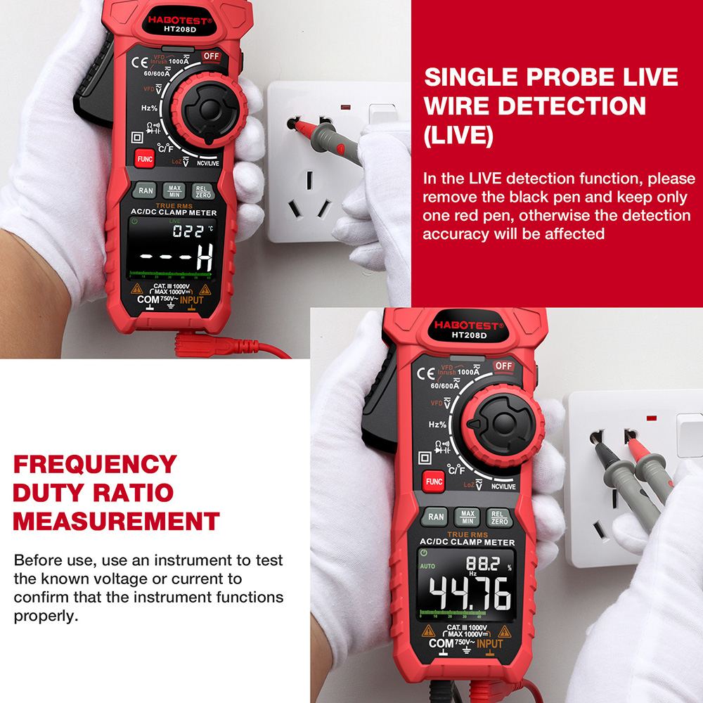(Bảo hàng 1 năm)HABOTEST HT208 Digital Multimeter 1000V/1000A AC/DC NCV True RMS for voltage and current measurement
