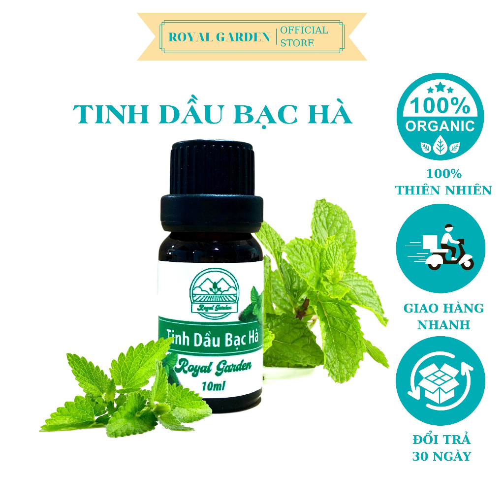 Tinh Dầu Bạc Hà Nguyên Chất Royal 50ml Giảm Stress Khử Mùi Chống Say Xe Hàng Chính Hãng