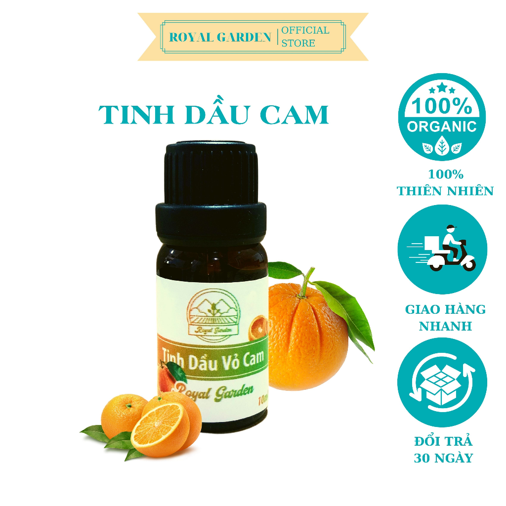 Tinh Dầu Cam Nguyên Chất Royal 50ml Tốt Cho Da Giảm Stress Khử Mùi Chống Say Xe Hàng Chính Hãng